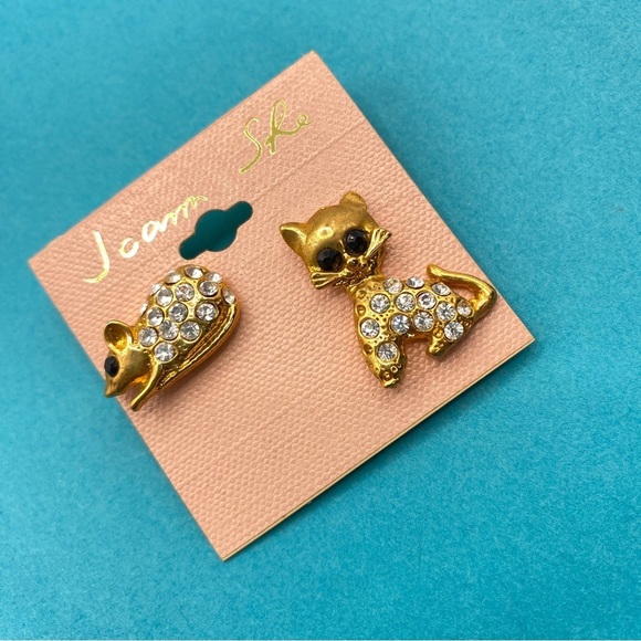 JOANN SHE Cat & Mouse Rhinestone Pins - Picture 2 of 4